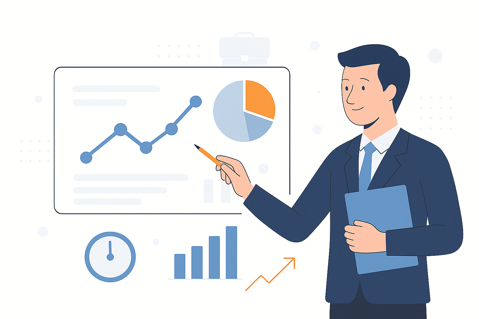Painel com gráficos e dados de análise de negócio